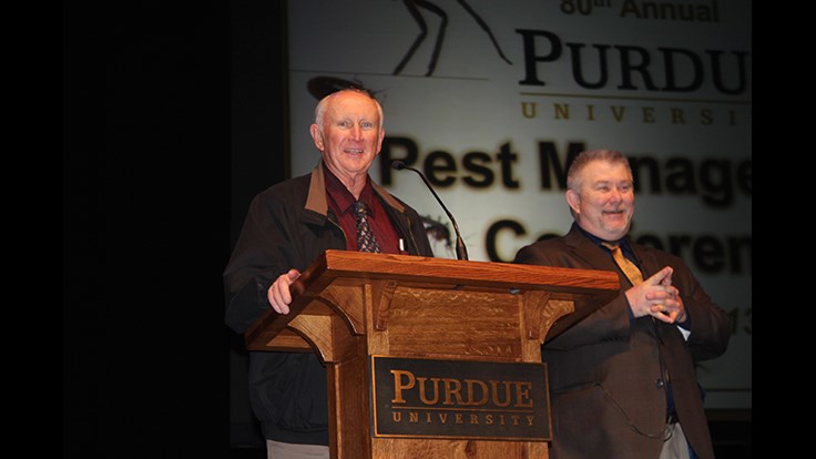 Pictured is Purdue's Gary Bannett and Dale Hodgson of Rose Pest Solutions