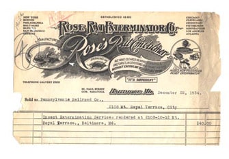 Rose's First Service Invoice